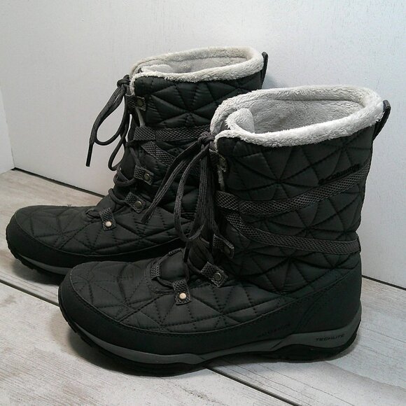 Women’s Columbia Gray Lace up, Quilted Loveland Waterproof Winter Boots Size 8 - Picture 3 of 8